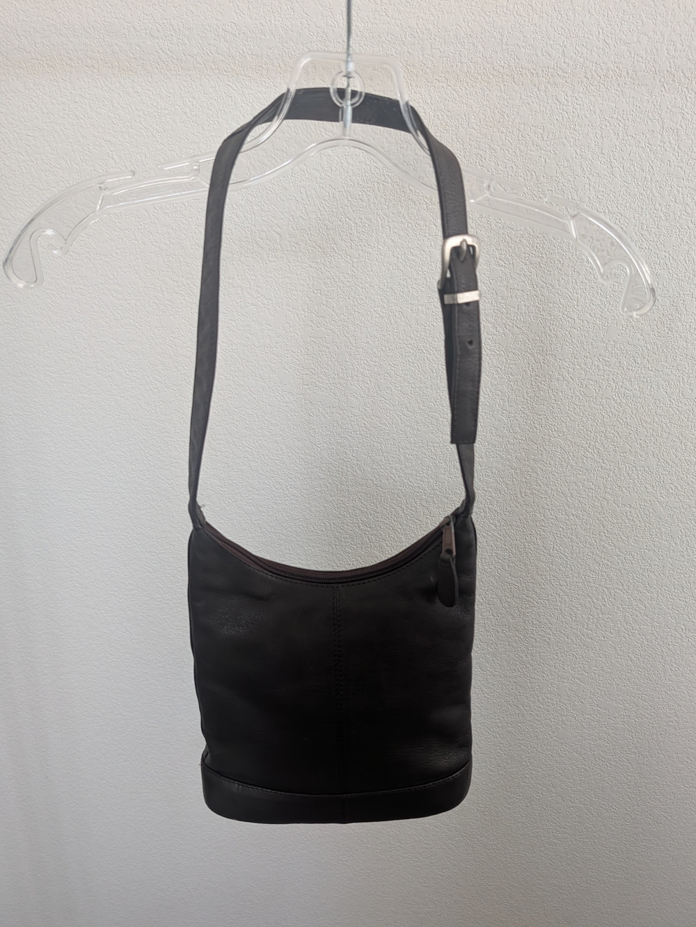 Kenneth Cole Dark Brown Leather Mini Hobo Shoulder Crossbody Bag Purse